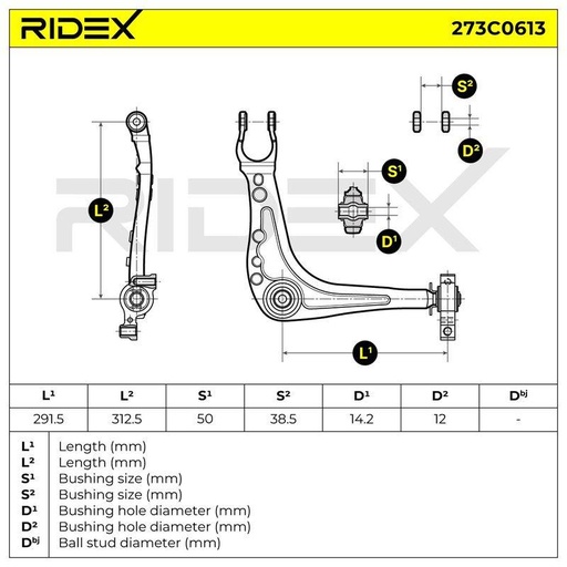 [SUPP-6358-273C0613] Control/Trailing Arm, wheel suspension