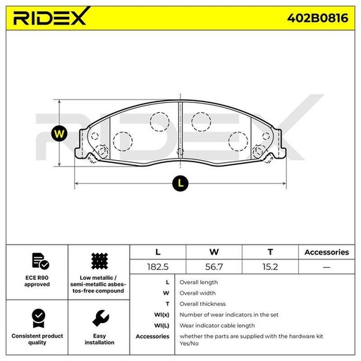 [SUPP-6358-402B0816] Brake Pad Set, disc brake
