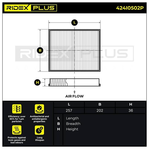 [SUPP-6358-424I0502P] Filter, cabin air
