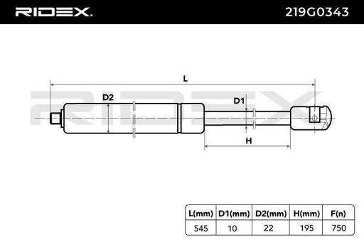 [SUPP-6358-219G0343] Gas Spring, boot/cargo area