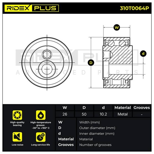 [SUPP-6358-310T0064P] Tensioner Pulley, V-ribbed belt