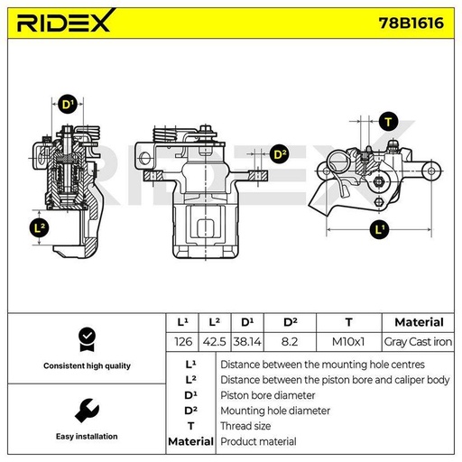 [SUPP-6358-78B1616] Brake Caliper