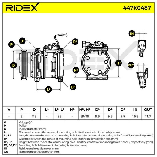 [SUPP-6358-447K0487] Compressor, air conditioning