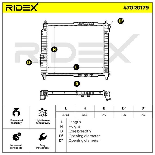 [SUPP-6358-470R0179] Radiator, engine cooling