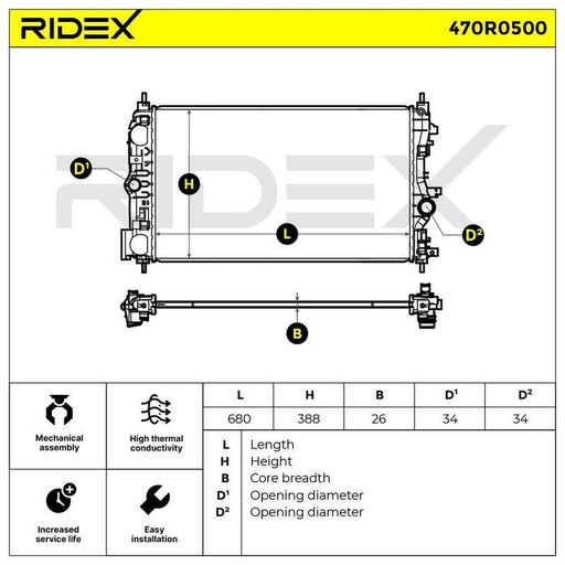 [SUPP-6358-470R0500] Radiator, engine cooling