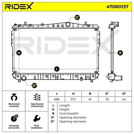 [SUPP-6358-470R0137] Radiator, engine cooling