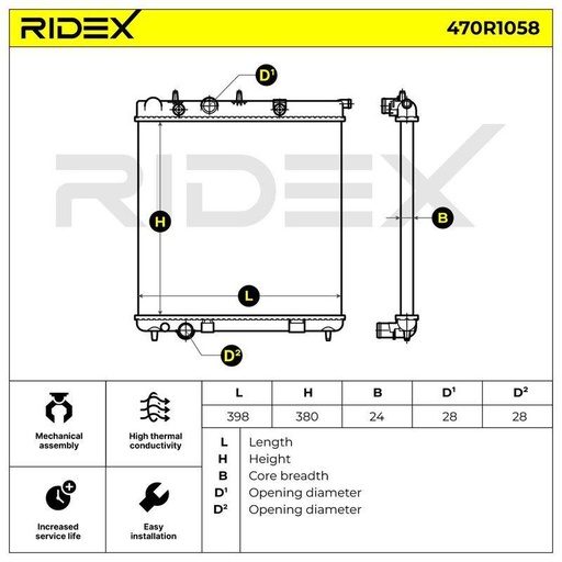 [SUPP-6358-470R1058] Radiator, engine cooling