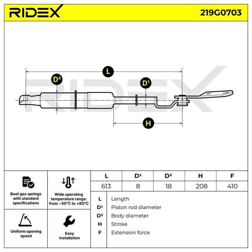 [SUPP-6358-219G0703] Gas Spring, boot/cargo area