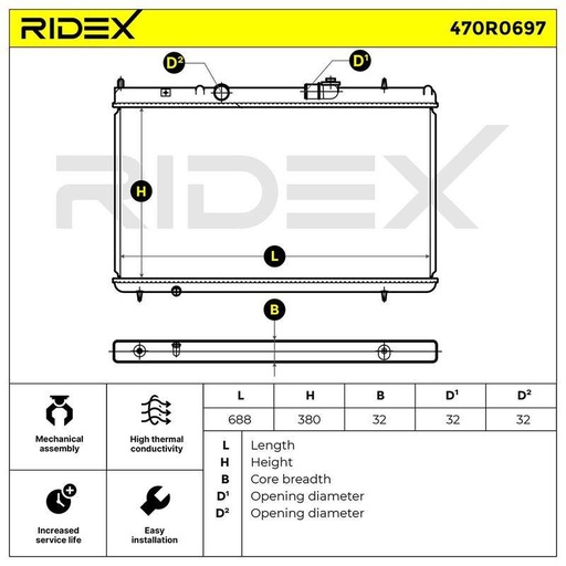 [SUPP-6358-470R0697] Radiator, engine cooling