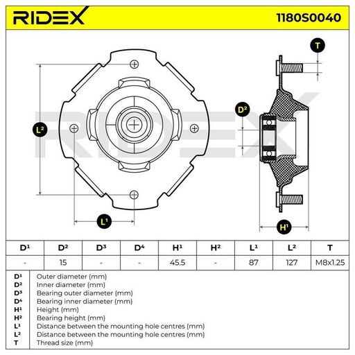 [SUPP-6358-1180S0040] Suspension Strut Support Mount