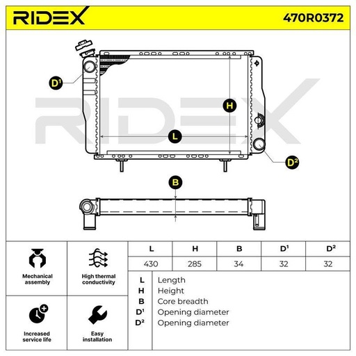 [SUPP-6358-470R0372] Radiator, engine cooling