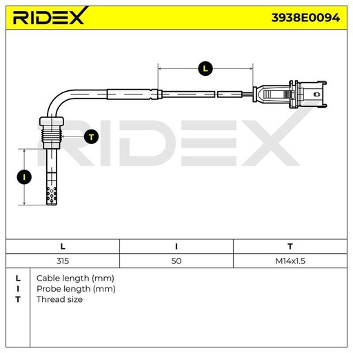 Sensor, exhaust gas temperature