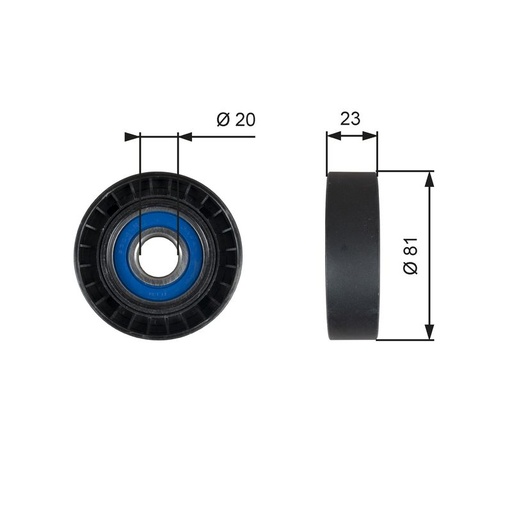 Deflection/Guide Pulley, V-ribbed belt