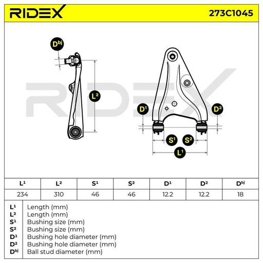 [SUPP-6358-273C1045] Control/Trailing Arm, wheel suspension