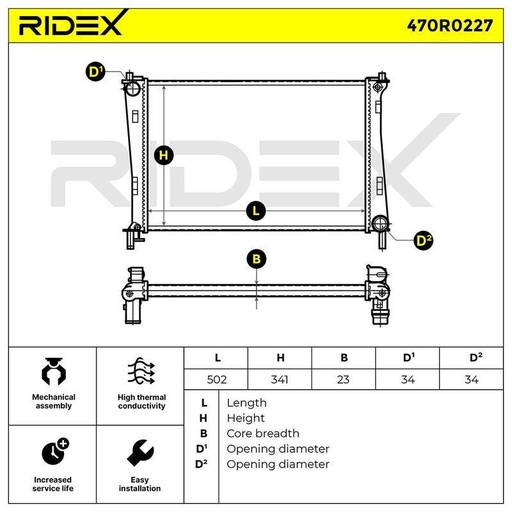 [SUPP-6358-470R0227] Radiator, engine cooling