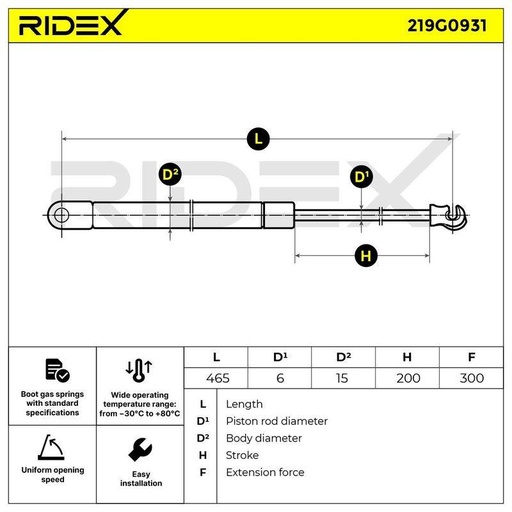 [SUPP-6358-219G0931] Gas Spring, boot/cargo area
