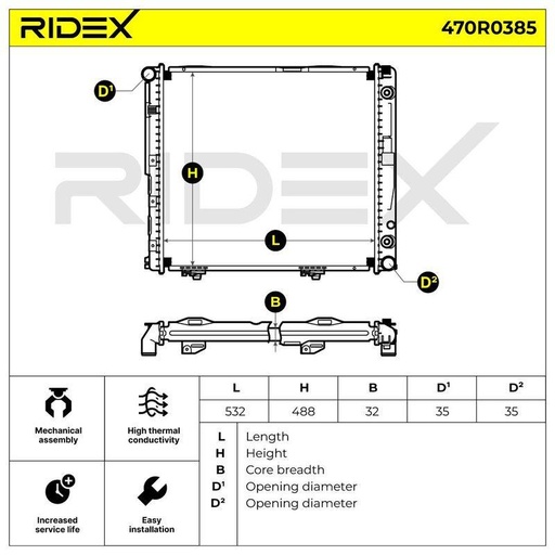 [SUPP-6358-470R0385] Radiator, engine cooling