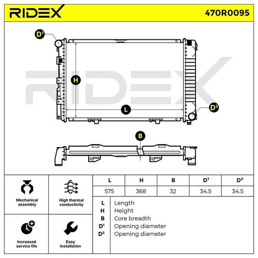 [SUPP-6358-470R0095] Radiator, engine cooling
