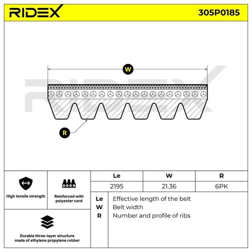 [SUPP-6358-305P0185] V-ribbed Belt