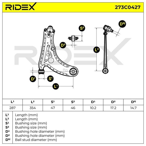 [SUPP-6358-273C0427] Control/Trailing Arm, wheel suspension