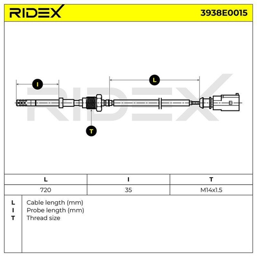 Sensor, exhaust gas temperature