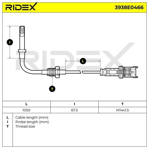 Sensor, exhaust gas temperature