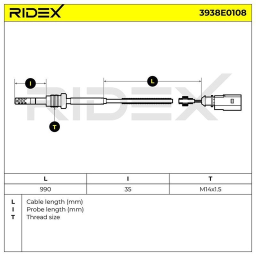 Sensor, exhaust gas temperature
