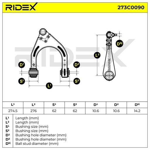 [SUPP-6358-273C0090] Control/Trailing Arm, wheel suspension