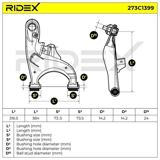 Control/Trailing Arm, wheel suspension