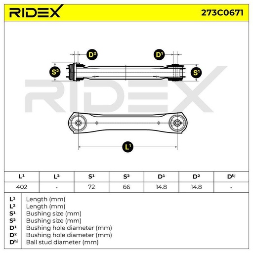 Control/Trailing Arm, wheel suspension